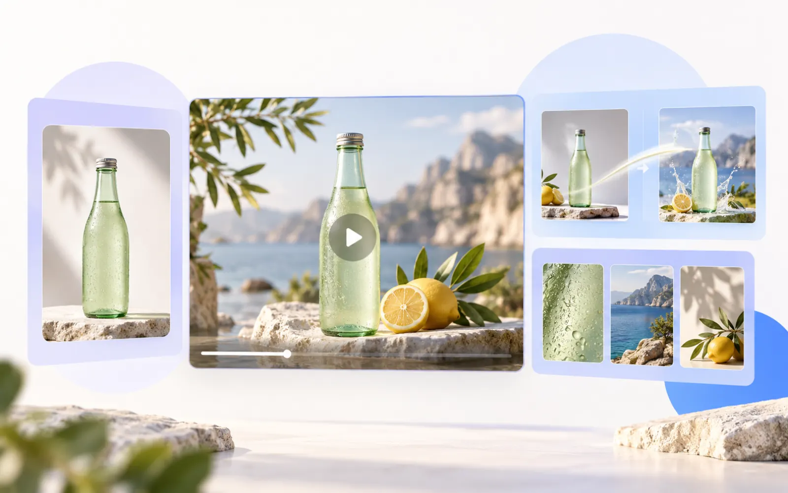 A still image, a short generated video, and a second still showing three ways to guide an AI image-to-video clip