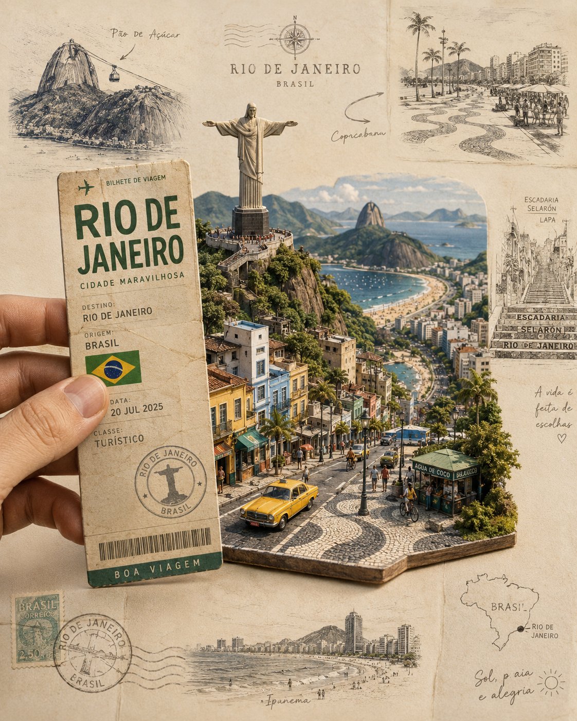 Rio Paper Diorama — 3D Illustration example created with AI