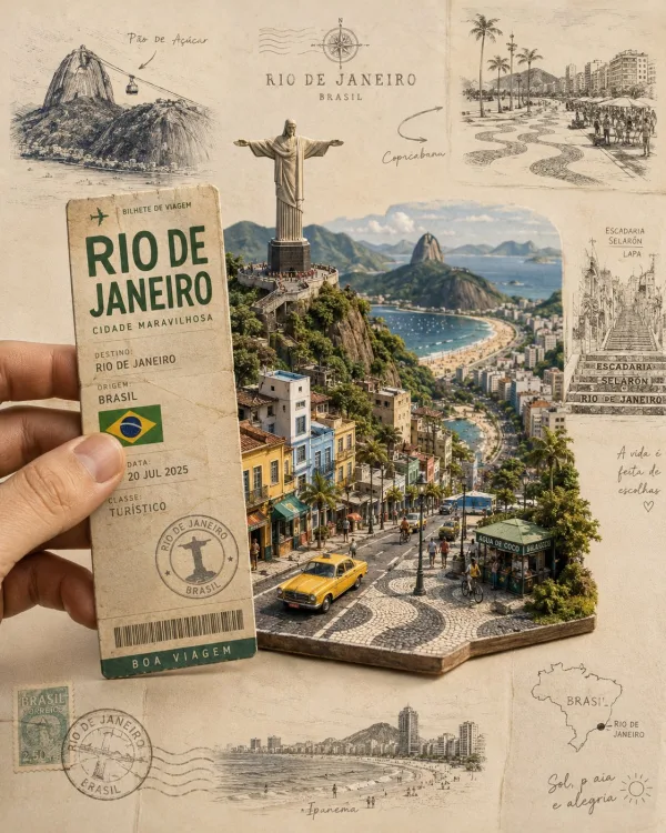 Rio Paper Diorama — 3D Illustration example created with AI