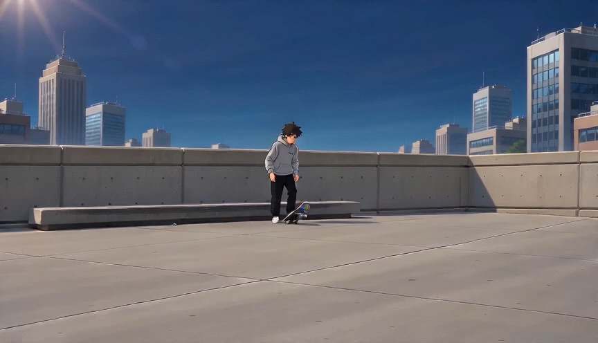 Restyled skateboard footage reference image