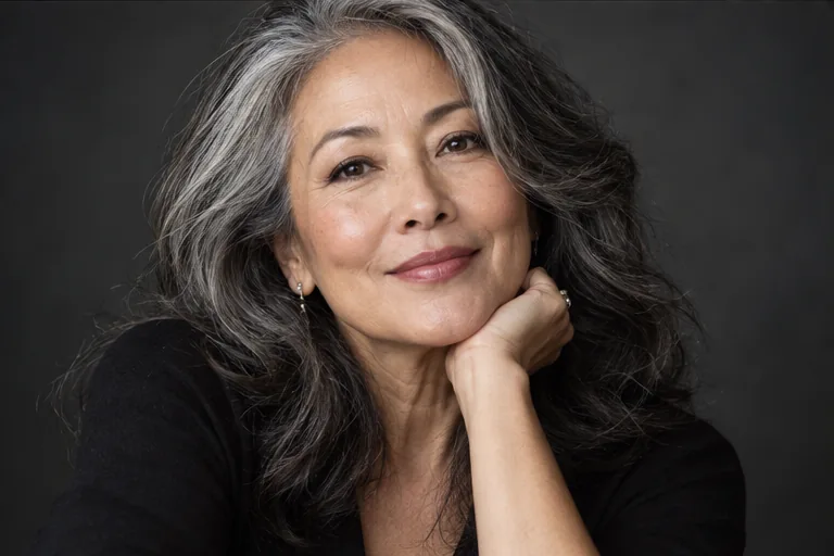 Illustrative portrait of a woman around age 60