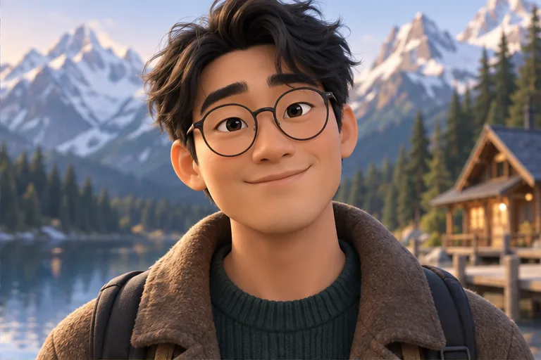 Fictional man with glasses portrayed in a dimensional animated style